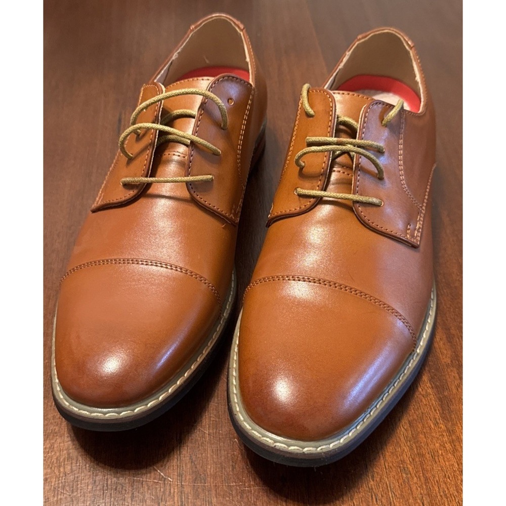Bruno Marc Men's 10.5W Cognac Cap Toe Oxford Dress Shoes Wide PRINCEWIDE-6